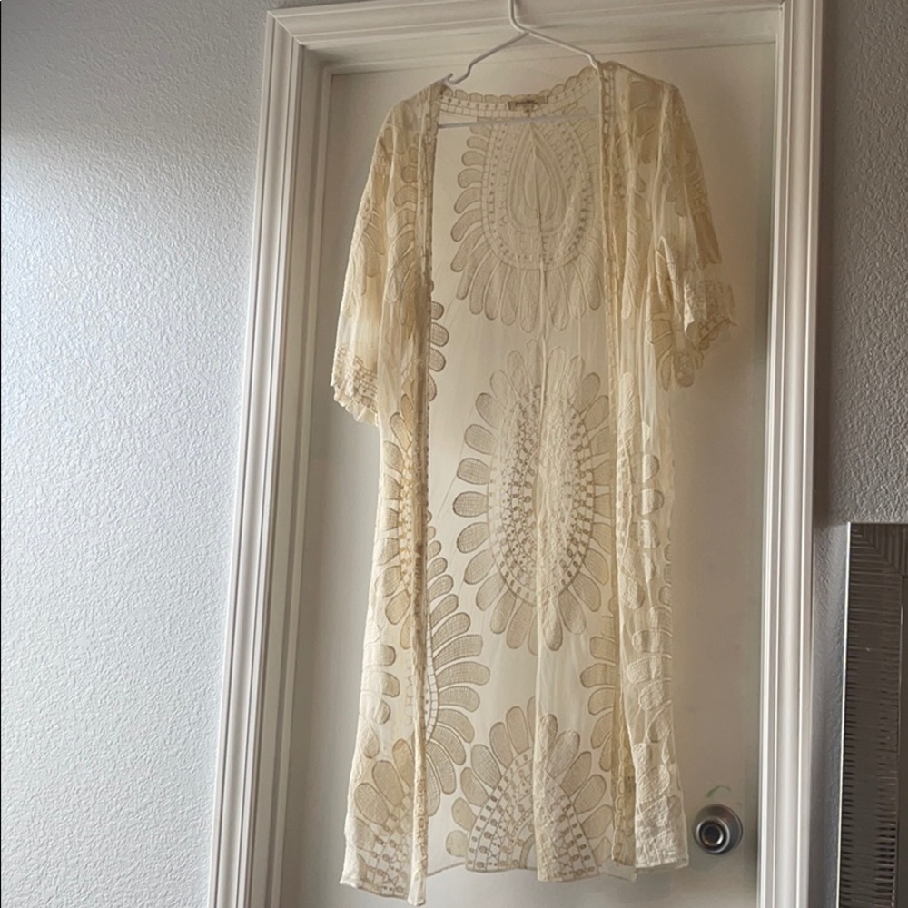 Cover up, sheer lace cream color